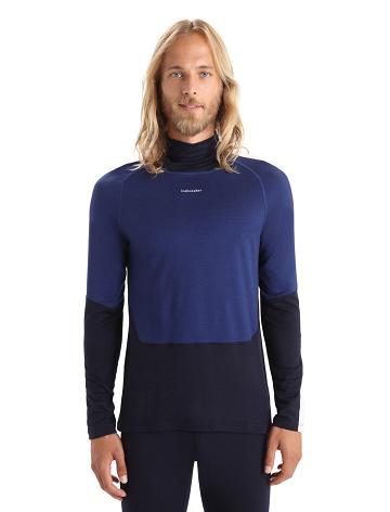 Base Layers Icebreaker Merino 200 Sonebula Long Sleeve High Neck Thermal Top Homme Bleu Marine Bleu Royal Bleu Marine | FR 1346CTVE